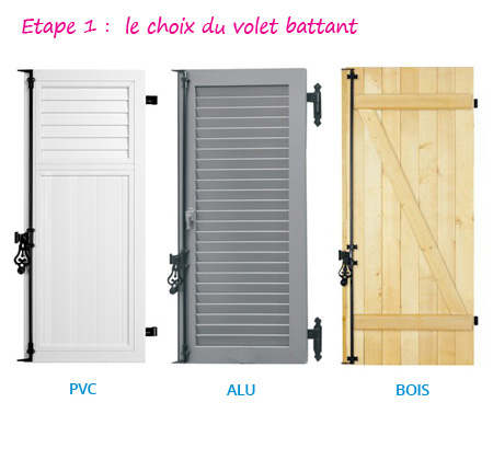 Volets battants PVC, Aluminium, Bois